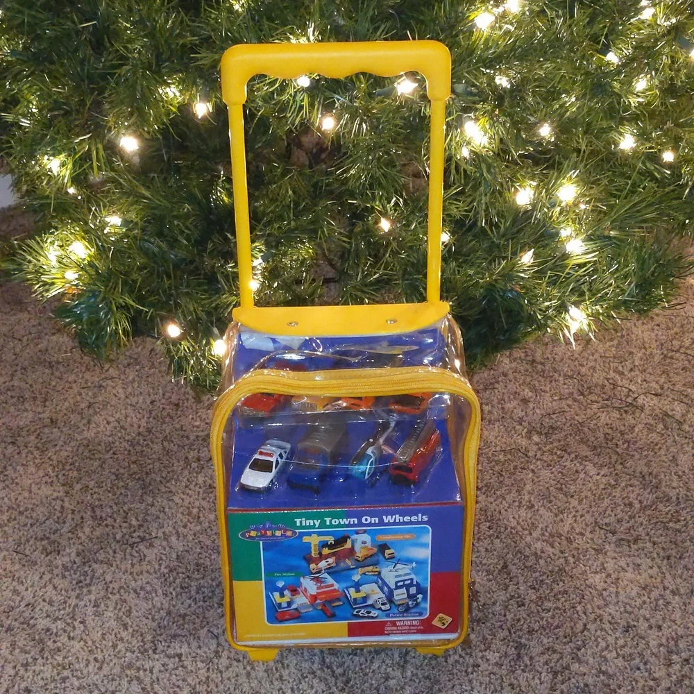 Tiny Town on Wheels Playset with Yellow Case Playville Vintage Rolling Case